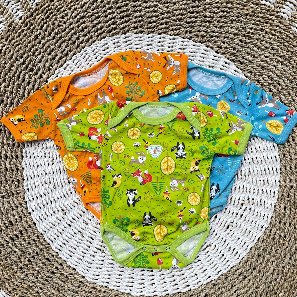 3pcs Jumper Bayi Bodysuit Motif Full Sablon Jumper Bayi Newborn SNI ASYAM BABY