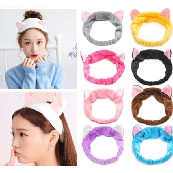 Bandana Bando Korea Import Headband Kain Karet Motif Kuping Kucing Telinga Kelinci Kepala Rambut