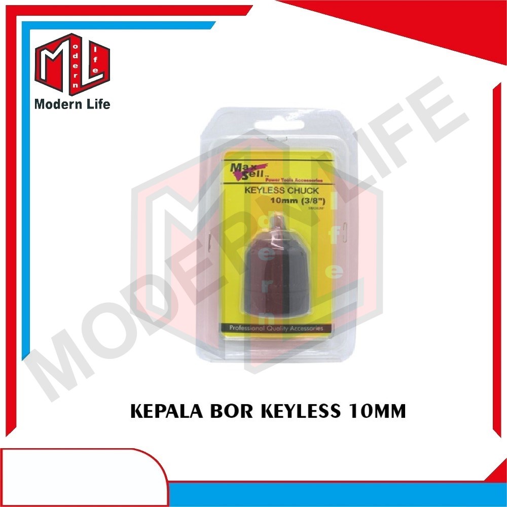 Keyless Drill Chuck - MAXSELL Kepala Mesin Bor 10 mm 3/8&quot; Tanpa Kunci