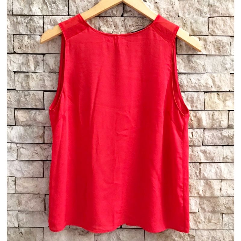 PRELOVED ZARA WOMAN SLEEVELESS TOP WOMAN COMBI CHIFFON ORIGINAL - BLOUSE ATASAN WANITA TANPA LENGAN 