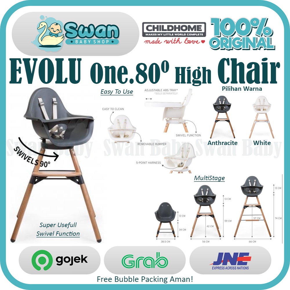 Childhome Evolu One.80° High Chair / Kursi Makan Putar Anak