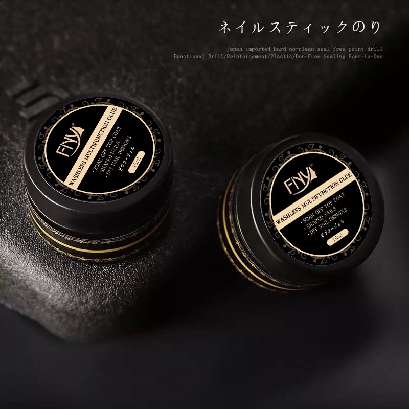 FINY 4in1 15GRAM GEL CHROME WASHLESS MULTIFUNCTION FNY GLUE PREMIUM JAPAN QUALITY SOAK OFF GEL POLISH