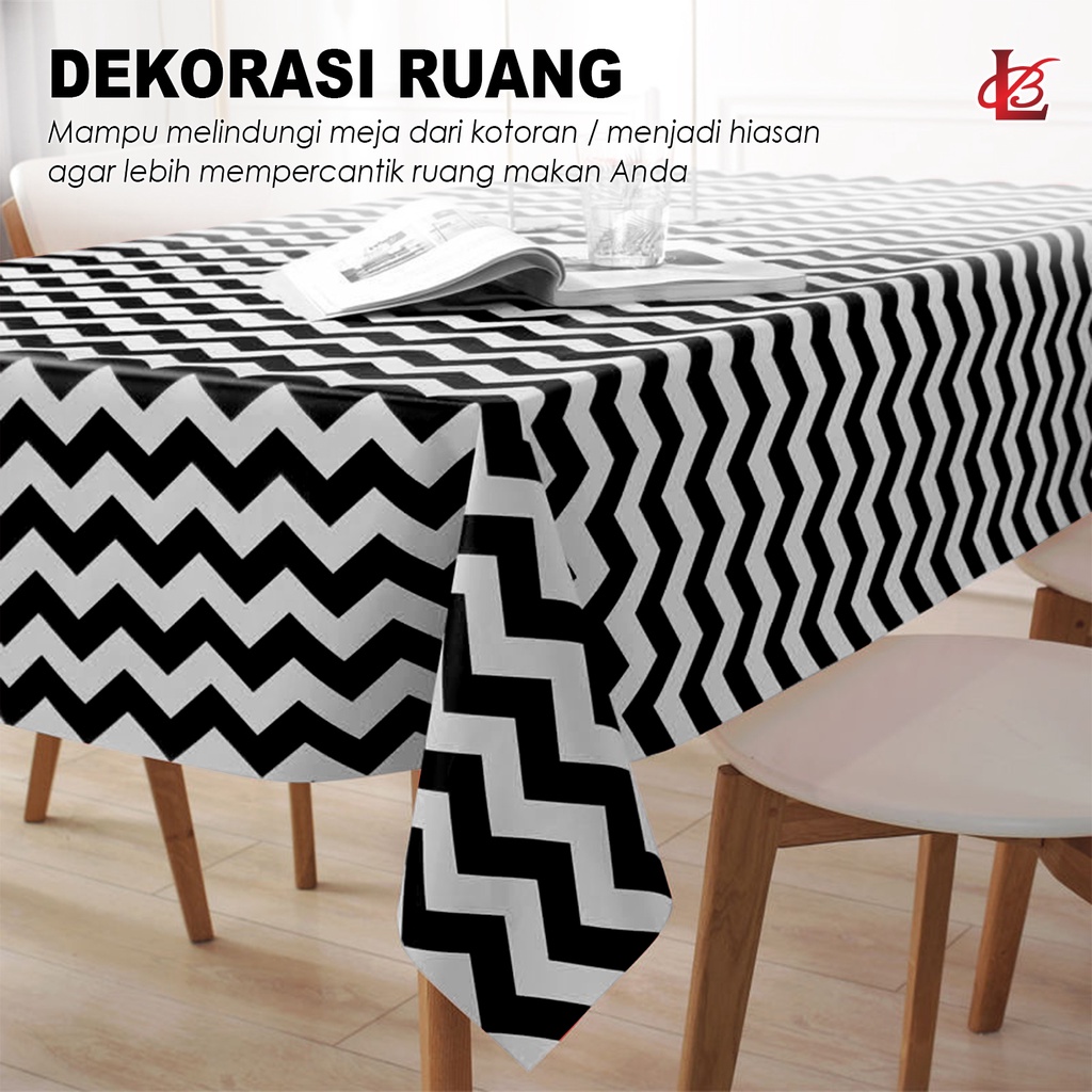 Taplak Meja Anti Air Anti Minyak Ukuran 137cm X 100cm Motif ZigZag  / Tatakan Meja / Taplak Meja Makan Waterproof 137 X 100 / Taplak Meja Anti Air Motif (D15-3B)