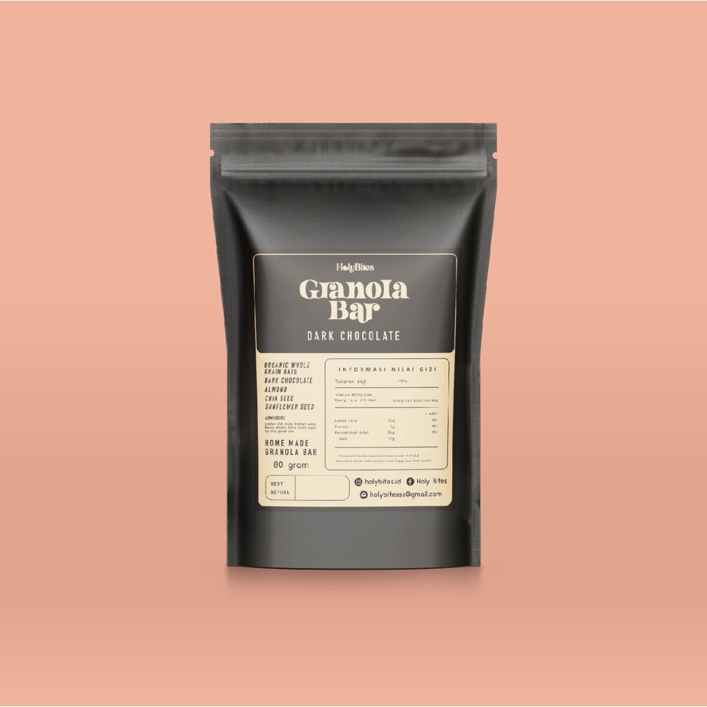 

Granola Bar - Dark Chocolate (40gr x 2 Bar) Healthy Snack