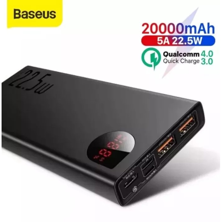 Baseus Adaman Metal Digital Display Quick Charge 22.5W Fast Charge 30W Powerbank 20000mAh Garansi Resmi