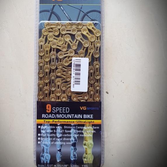 Rantai sepeda 9 Speed Gold Hollow