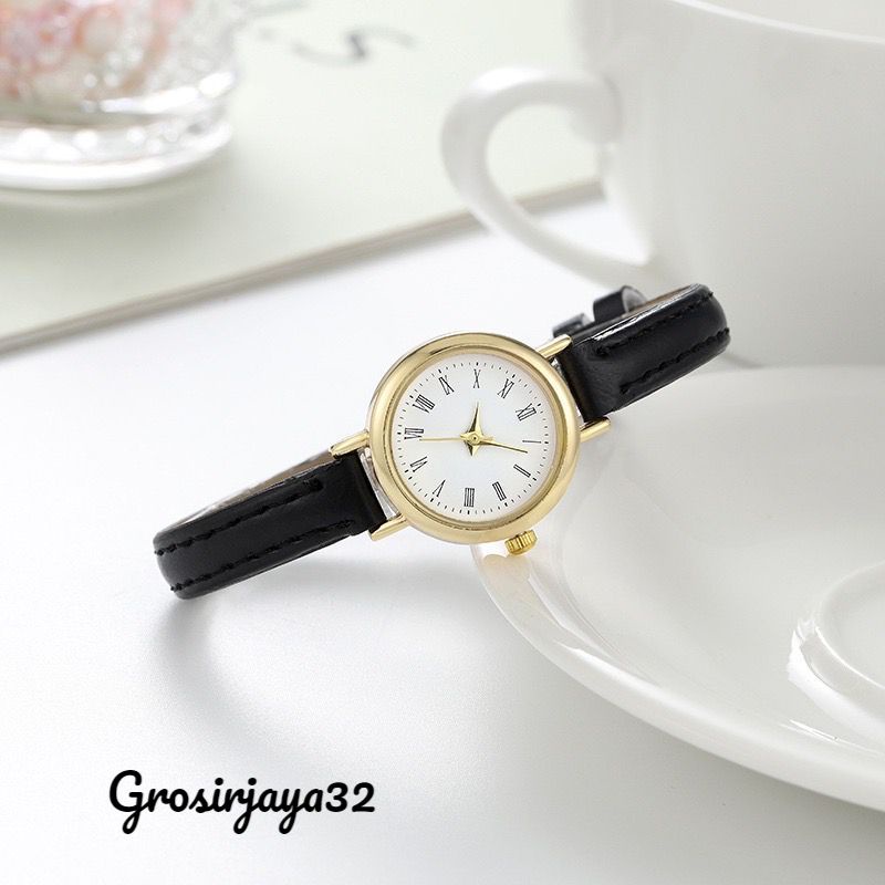 (GROSIRJAYA32) Jam Tangan Wanita RANA Art Simple Pu With Roman Scale Small Quartz Watches
