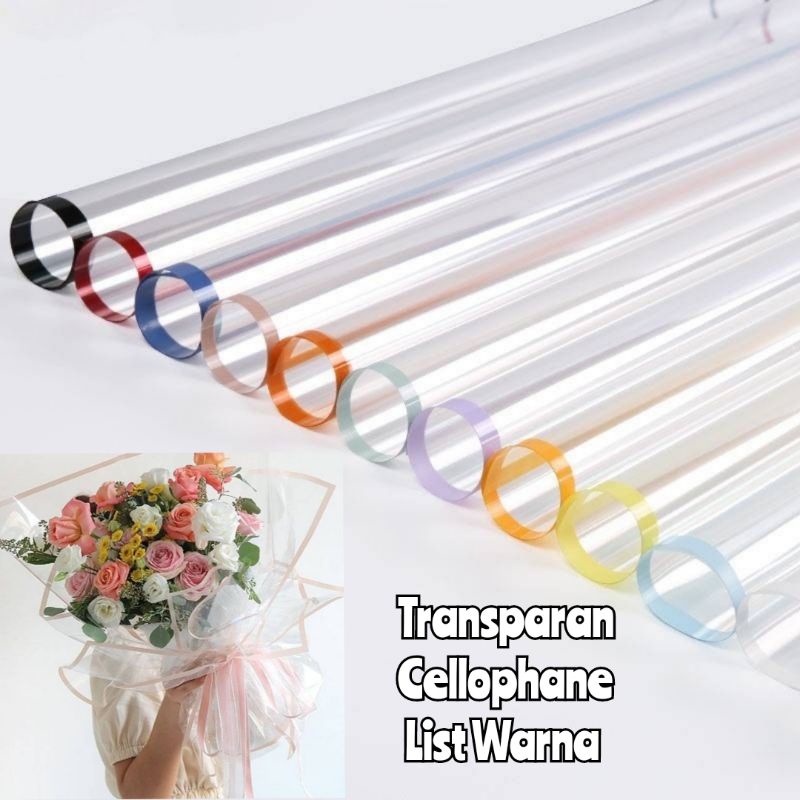 

Flower Wrapping Paper Transparent Line Color Cellophane Opp Transparan BeningList Warna Kertas Buket Bunga Cellophane List Pembungkus Buket