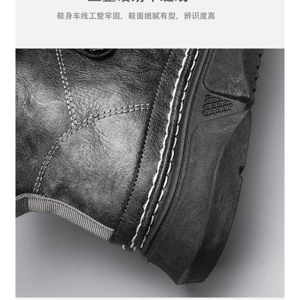 Redzeal Sepatu Boots Pria Pennay Kulit Import Kasual Retro - Hitam, 40