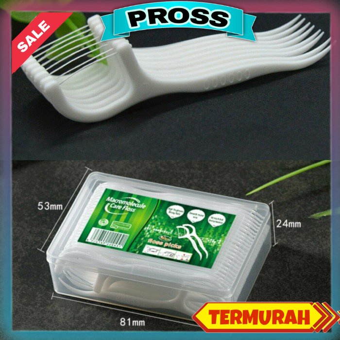 benang tusuk gigi pembersih sela gigi steril 1 Box isi 50 LBX Macromolecul carea Dental floss