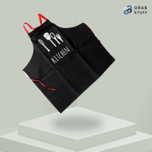 Celemek Apron Dapur Pria Wanita Pelindung Baju Anti Noda Kotor Dengan Kantung Depan Bahan Nilon Kere