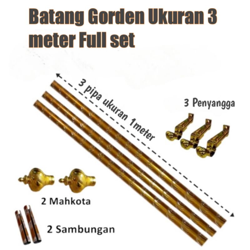 Pipa Gorden Ukuran 3meter Fullset/ Batang Gorden 3m