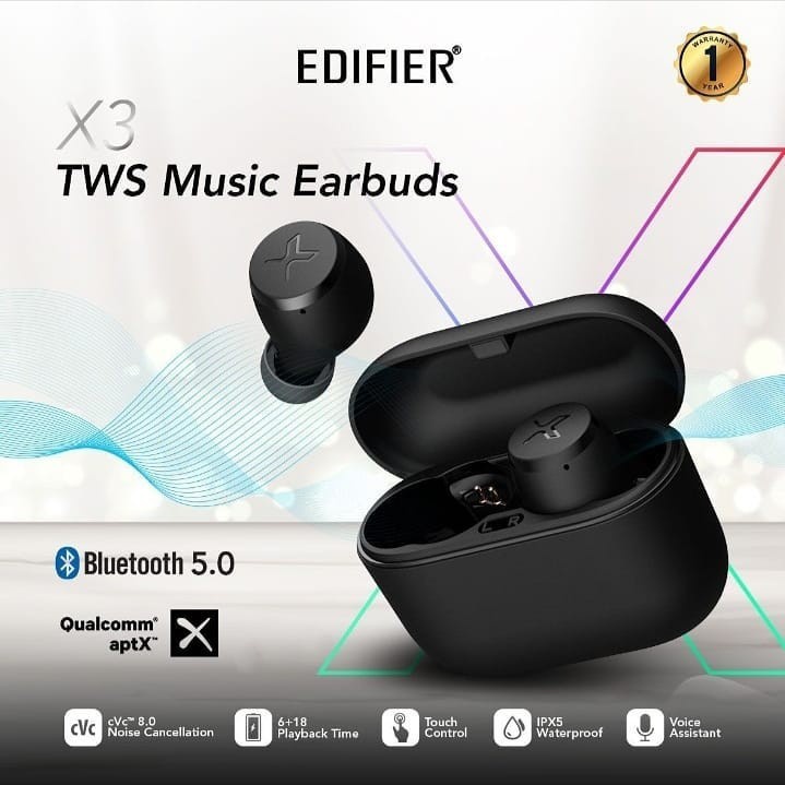 EDIFIER TWS X3+ Bluetooth Earphone aptX IPX5 Splash Proof