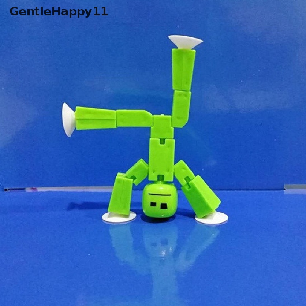 Gentlehappy 2pcs Mainan Boneka Animasi Stickbot Warna Acak Dengan Sucker Perekat