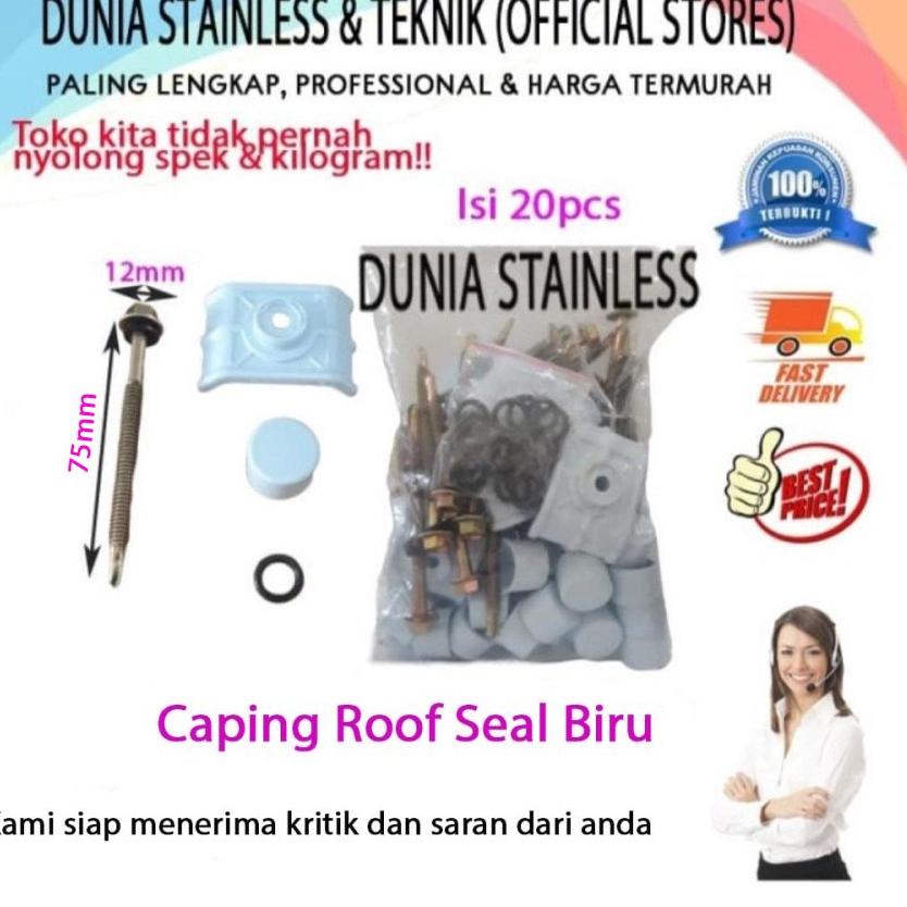 Menarik Baut Caping Roof Seal Blue Atap Ecoroof Alderon UPVC per20pcs