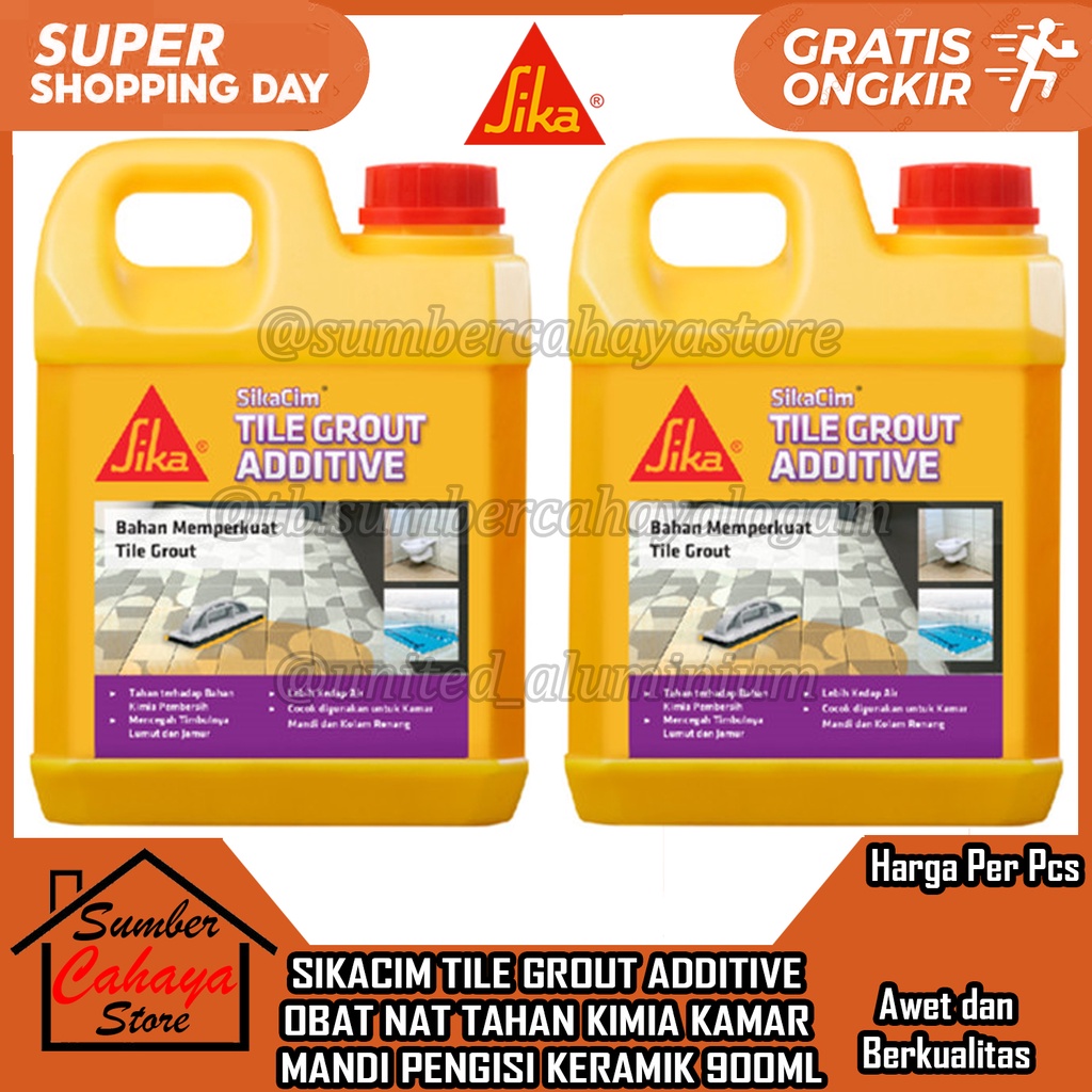 Sika Sikacim Tilegrout Additive Obat Nat Tahan Kamar Mandi 900ml Pengisi Keramik Kramik Lantai Cim T