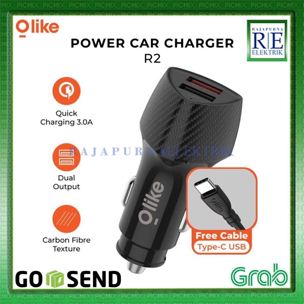 CAR CHARGER MOBIL OLIKE QUICK CHARGE 3.0 fast charging Dual USB R2