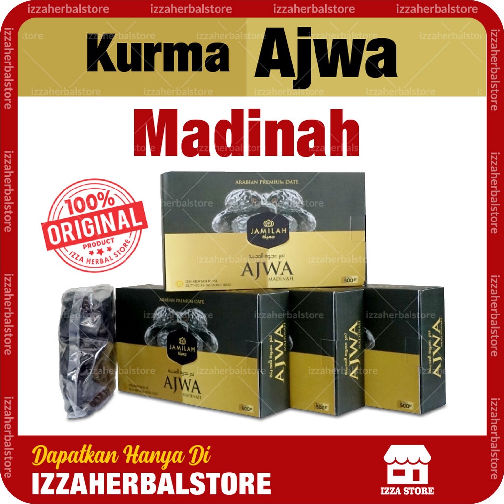 Kurma Ajwa Madinah PREMIUM Asli Original Isi 500gr Plus Madu Murni Pilihan Terbaik