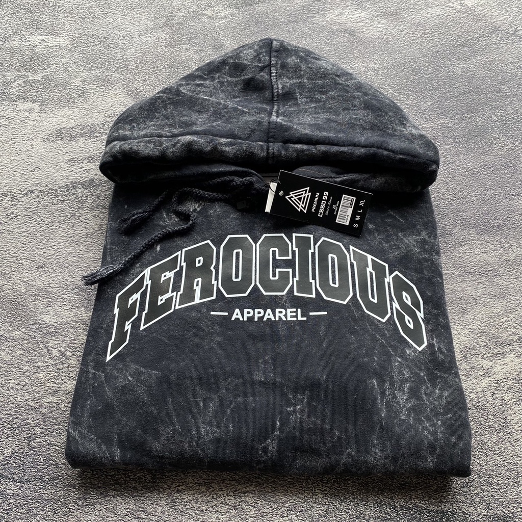 JAKET SWEATER HOODIE WASHED FEROCIOUS - SWATER HOODIE WASHING HITAM - PRIA &amp; WANITA (UNISEX)[BISA COD]-FREE STICKER