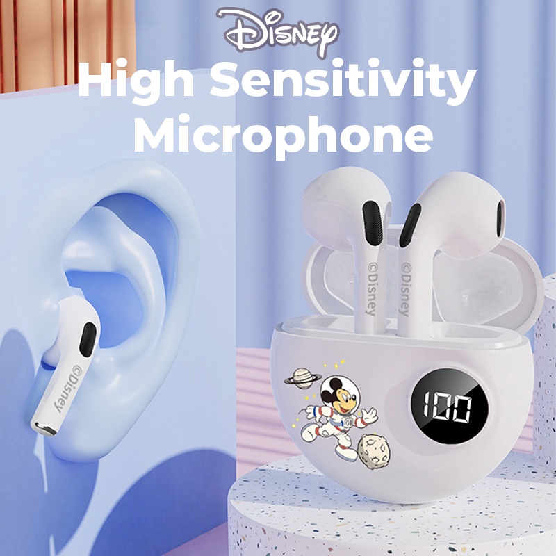 [100% Original ] Disney Mini Headset Bluetooth 5.3 TWS Earphone with Microphone  Digital Power Display