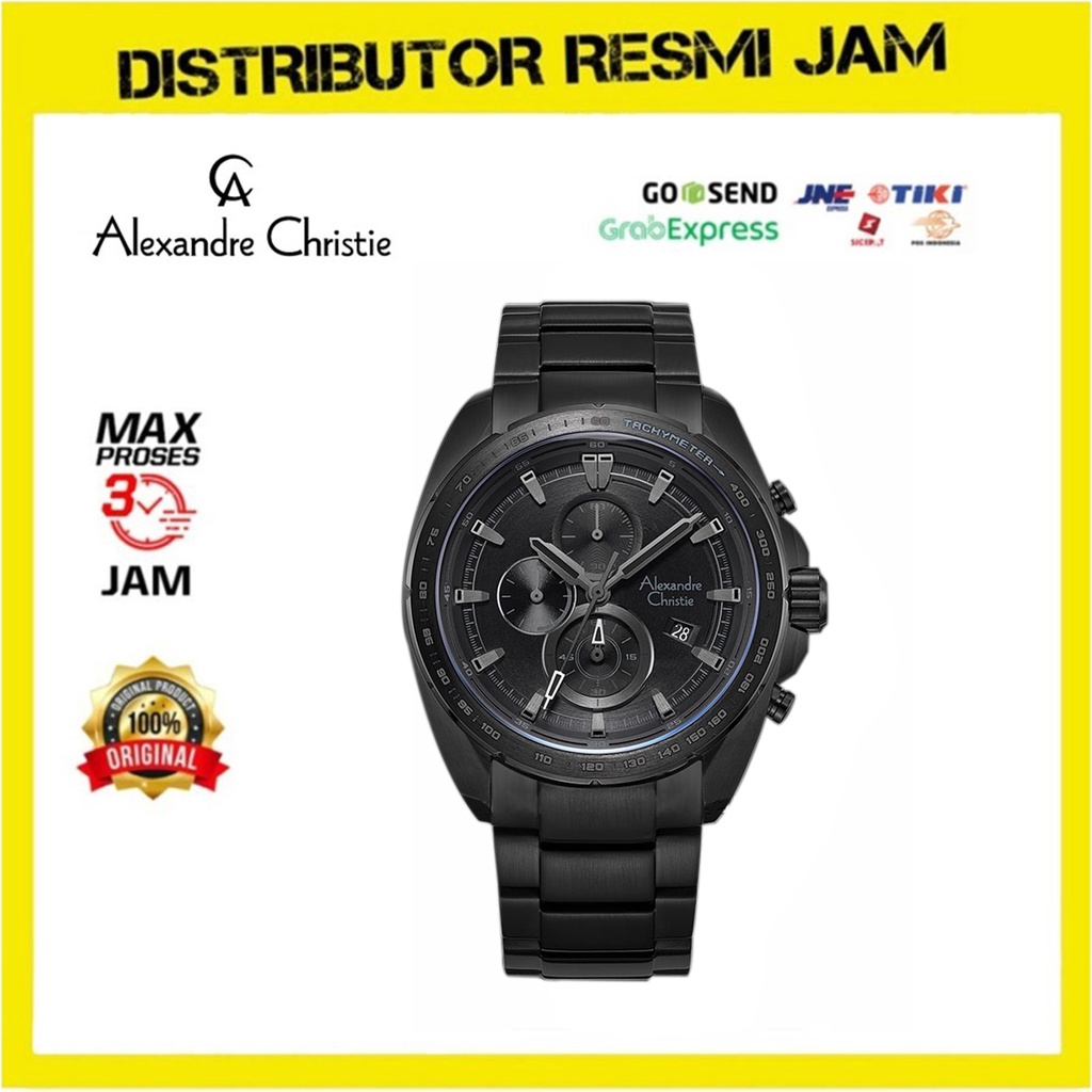 Jam Tangan Pria Alexandre Christie AC 6652 AC6652 Full Black