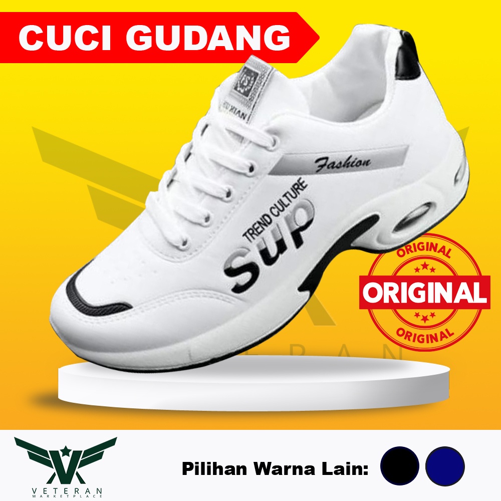 Sepatu sneakers original sepatu olahraga pria putih hitam SUP MATA BG-100