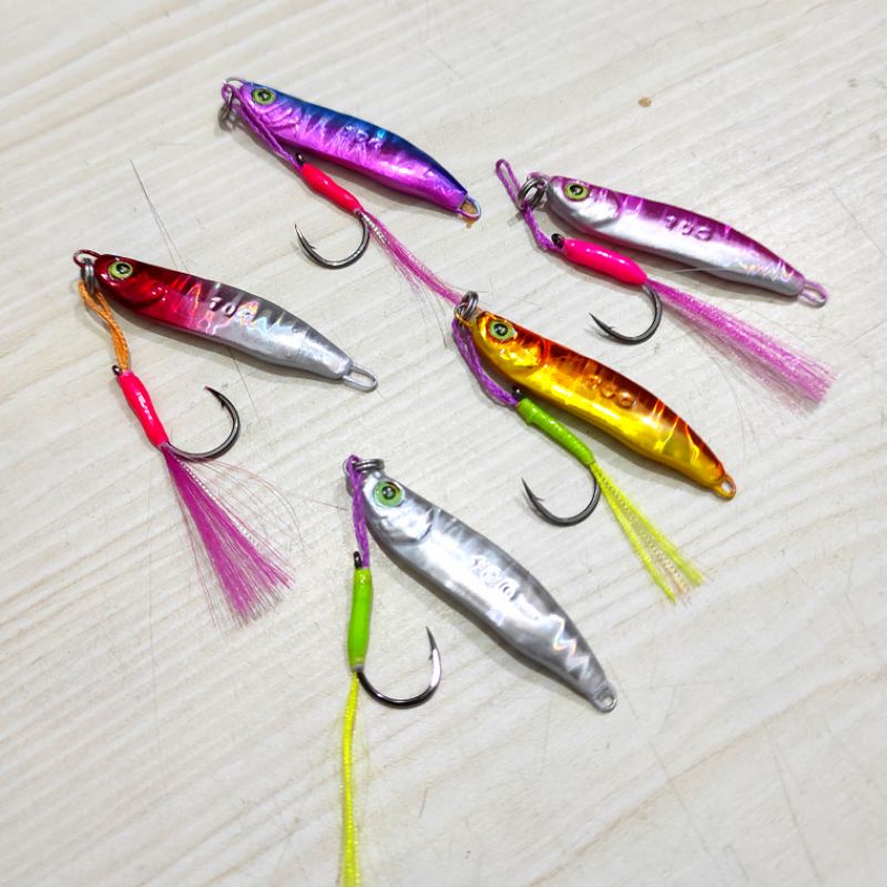 umpan micro jig UL 10,15,20gr single hook + asist hook resin uv