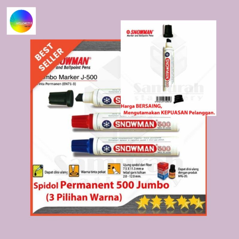

Spidol Permanent Snowman Marker Jumbo 500 / Spidol Permanen Besar ECER (ORIGINAL PRODUK)