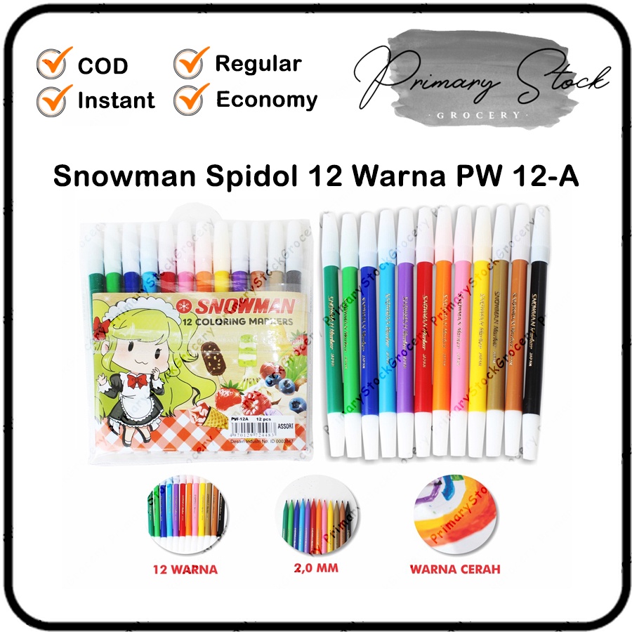 

Spidol Snowman 12 Warna Pencil Marker PW 12A PW-12A Pcs