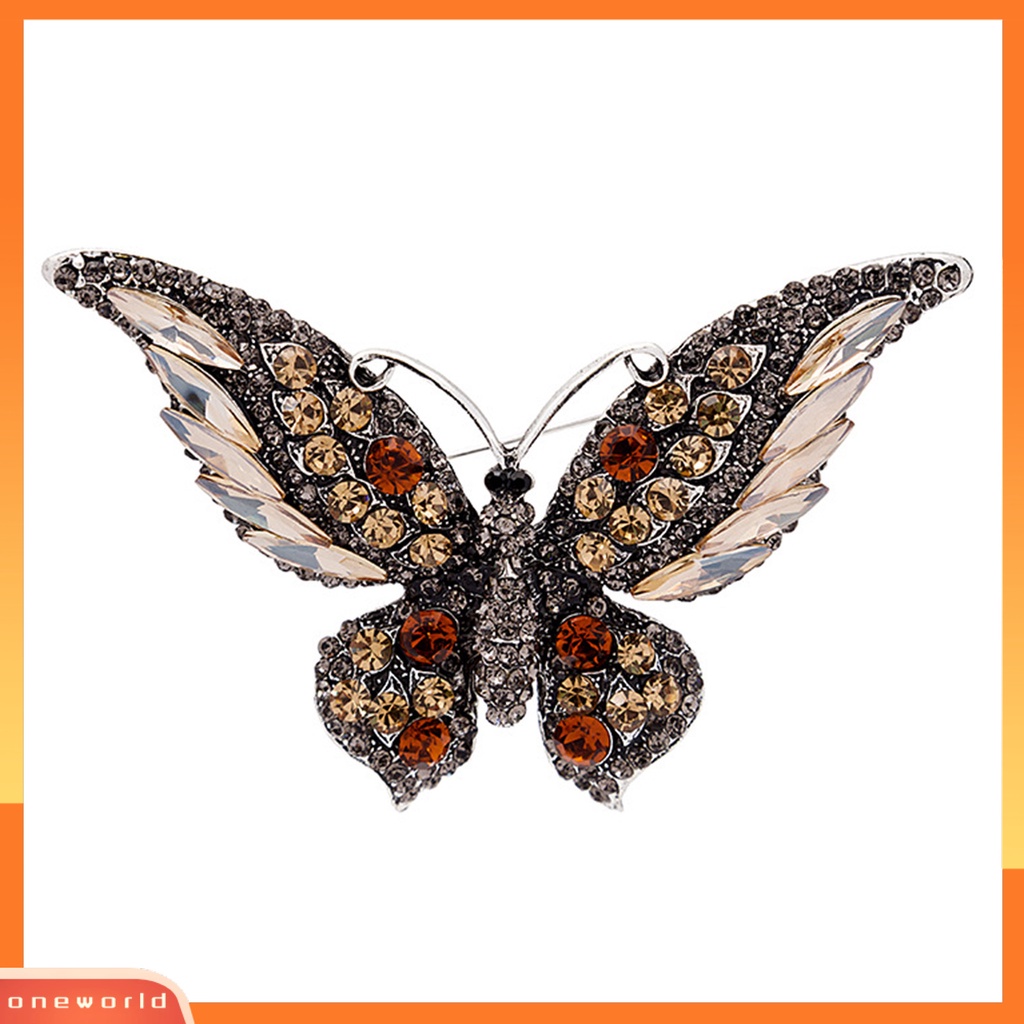 [OWLD] Kupu-kupu Bentuk Hidup Kerah Pin Alloy Berlian Imitasi Mengkilap Lencana Bros Pin Syal Klip