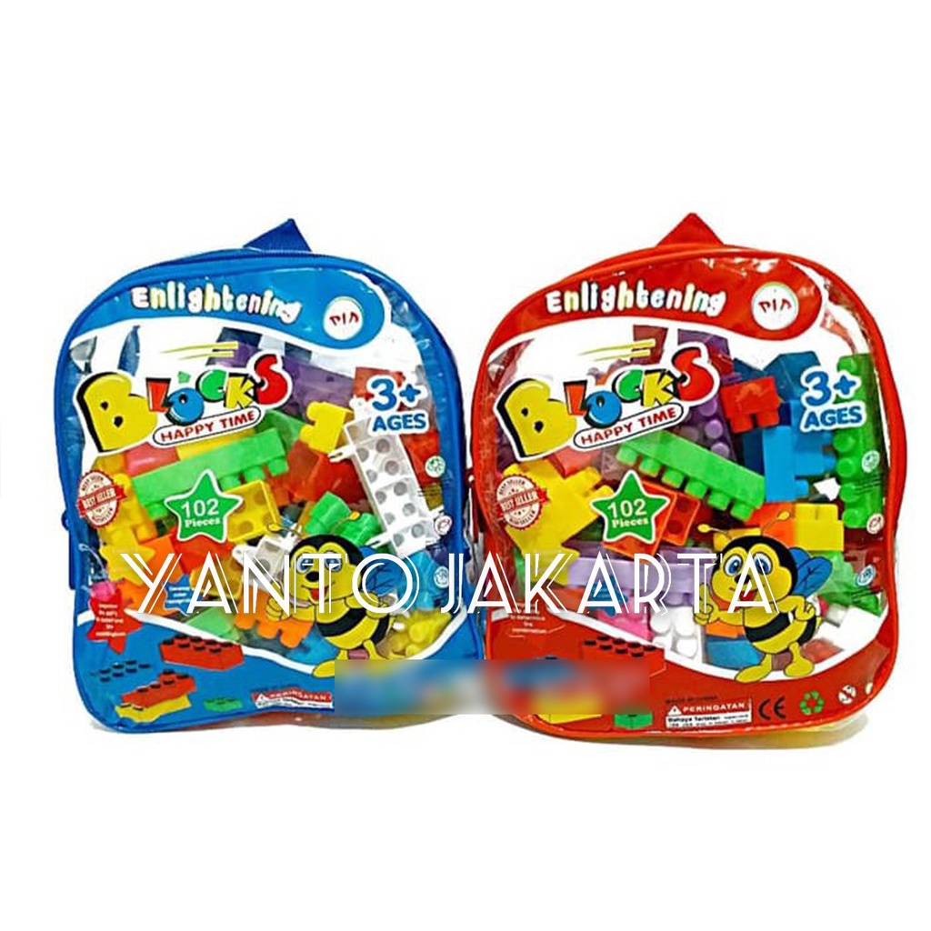 MAINAN ANAK BLOCK HAPPY TIME 102 PCS BENTUK TAS