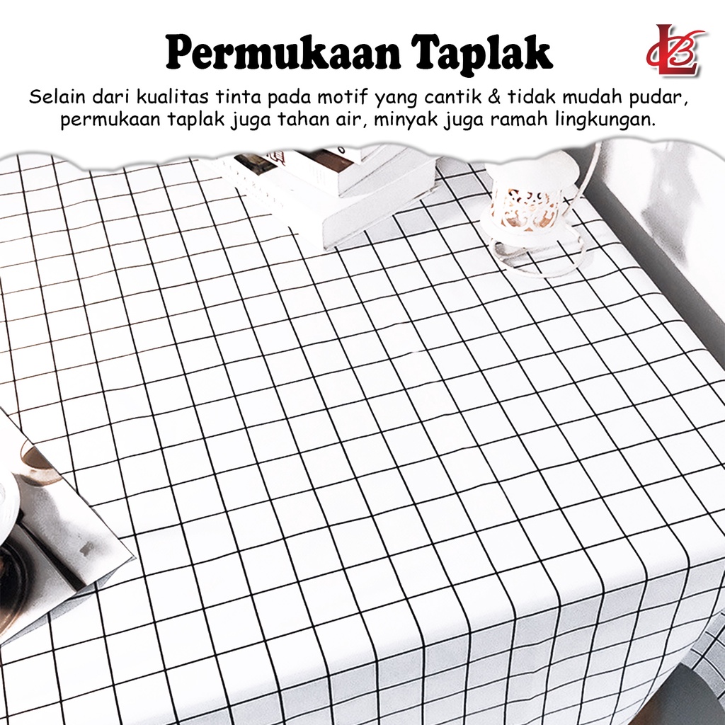 Taplak Meja Makan Motif Kotak Terbaru Ukuran Jumbo 137X183cm Bahan PEVA Tebal Premium Anti Air Perlengkapan Dekorasi Rumah Tangga Import - D11-3C - 88_Blanketstore