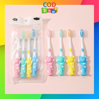 Image of COD - H5630 4 Pcs Sikat Gigi Anak Lucu / Toothbrush Double Care / Sikat Gigi Halus & Lembut Karakter Beruang Kelinci