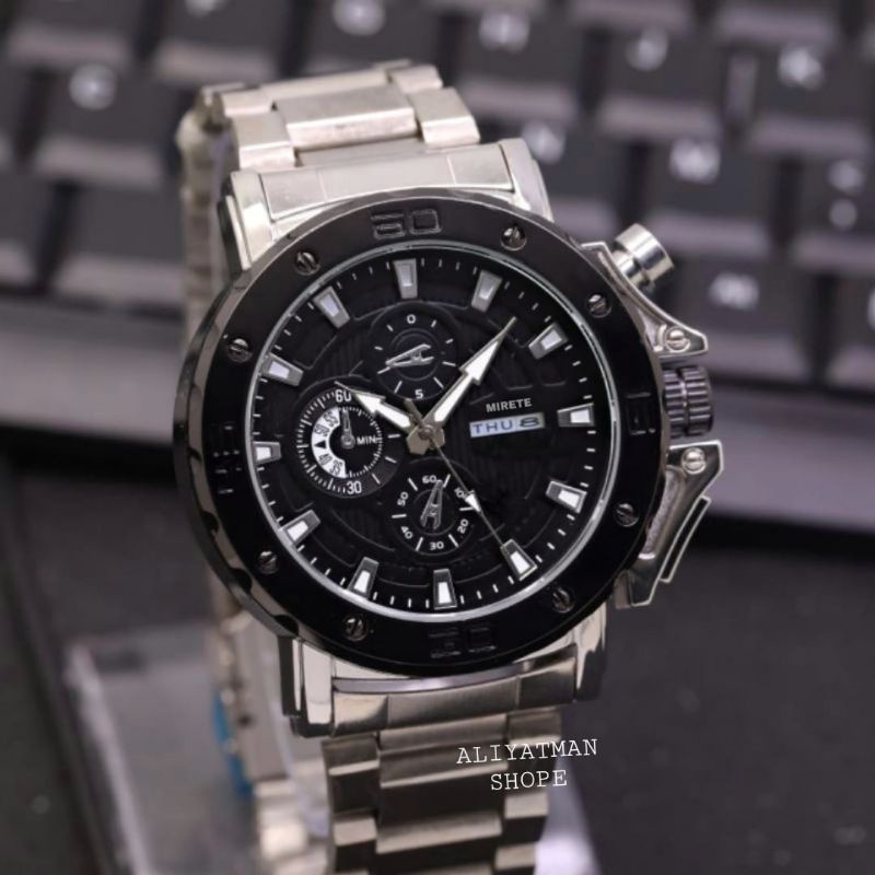 Jam Tangan Pria Sporty Mirete Original Anti air | Tanggal Dan Hari aktif Strao Rantai Stainles steel Jam Tangan Cowok Quart Analog Mirete Riginak Water Resistan Import Free box Dan Batrai Jam Tangan Kasual Pria Mewah Elegan Realpick Cod | Jam Tangan Pria