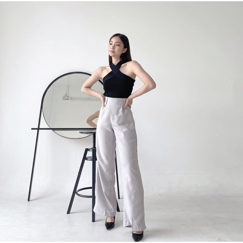 ILONA HIGH WAIST KOREA LONG PANTS - CELANA KULOT WANITA PREMIUM - CELANA  KERJA PANJANG FORMAL WANITA - FLOWY PANTS VERY HIGHWAIST CULLOTES - CELANA BAHAN - HADIAH ATAU KADO ULTAH CEWEK