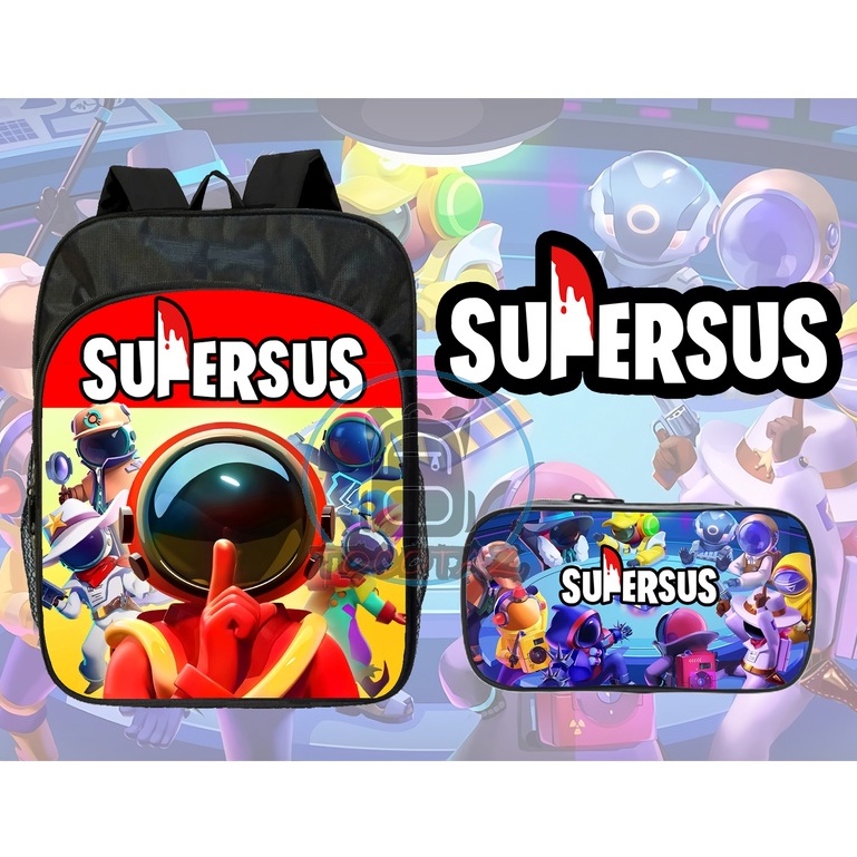 Tocotaz Tas sekolah Anak Murah SuperSUS  impostor Among Us Terbaru Bonus Tempat Pensil untuk TK Dan 