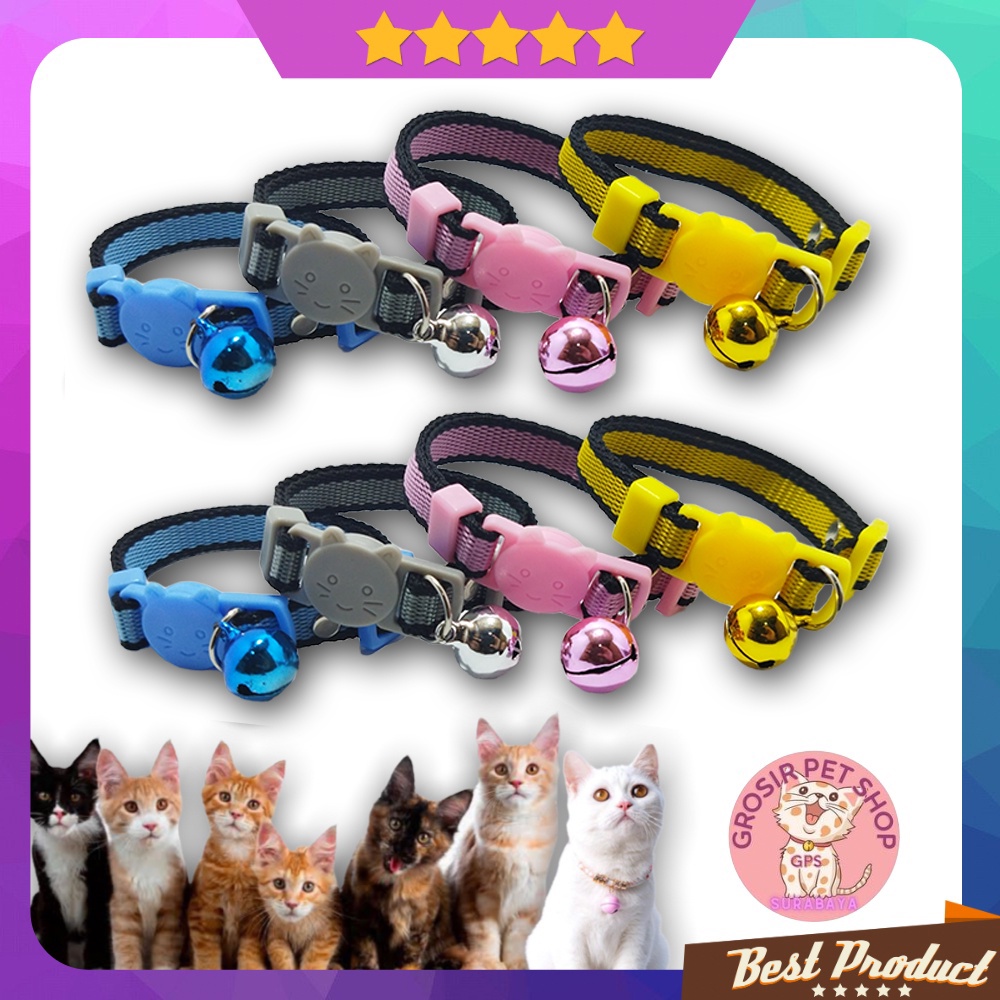 Kalung kucing anjing kelinci premium motif garis besar liontin 14 mm ecer grosir aksesoris hewan peliharaan
