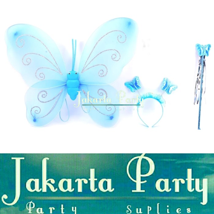 Set Mahkota Peri Biru / Sayap Kupu-Kupu / Sayap Peri /Fairy Crown Set