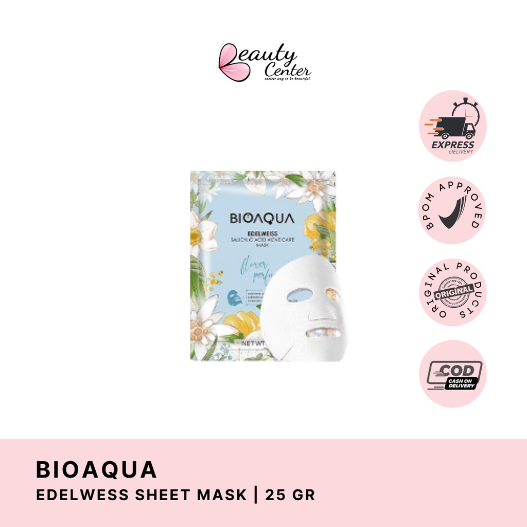 BIOAQUA Sheet Mask ''Edelweiss Salicylic Acid Acne Care'' Masker Wajah Flowers