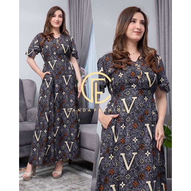 Daster Arab Dlusia DELIA CANDA Dress Rayon Motif Branded