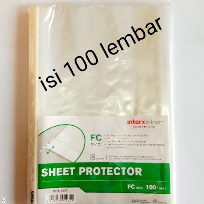 

sheet protector / plastik pp pocket folio inter x folder.isi 100 lbr