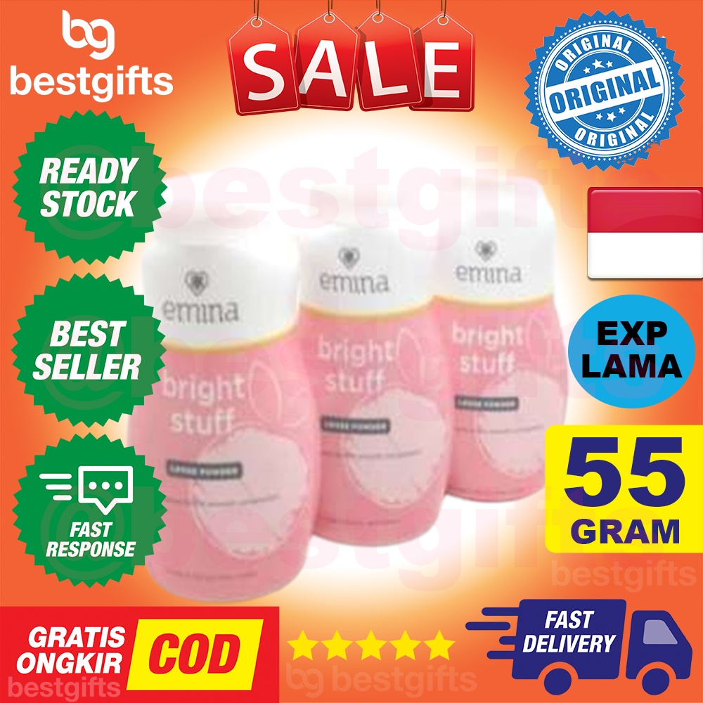 EMINA BRIGHT STUFF LOOSE POWDER BEDAK TABUR CERAH MATTE OIL CONTROL 55 GRAM