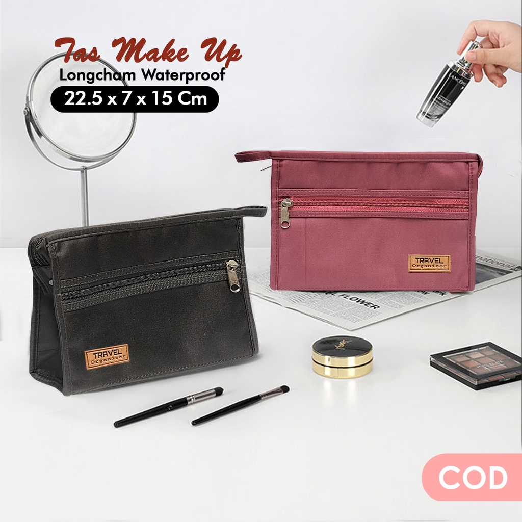Tas Travel Organizer kosmetik Pouch make up motif polos murah terbaru tas make up lucu pouch make up Waterproof