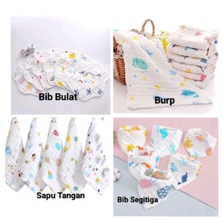 Leleoncare Bib Bamboo Muslin Baby - Leon Care Celemek Makan Segitiga Bulat Burp Sapu Tangan Bayi - Leoncare Slaber Tatakan Air Liur Bayi Halus Lembut - Slaber Mpasi Bayi