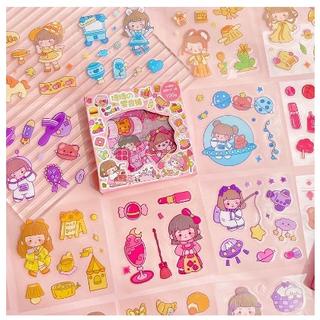 ADOLANE ECERAN Sticker Aesthetic MOMO Lucu Kartun Karakter Anak Korea 2D Dekorasi DIY Buku Botol Case Hp Laptop Diary 1 Box 100 pcs