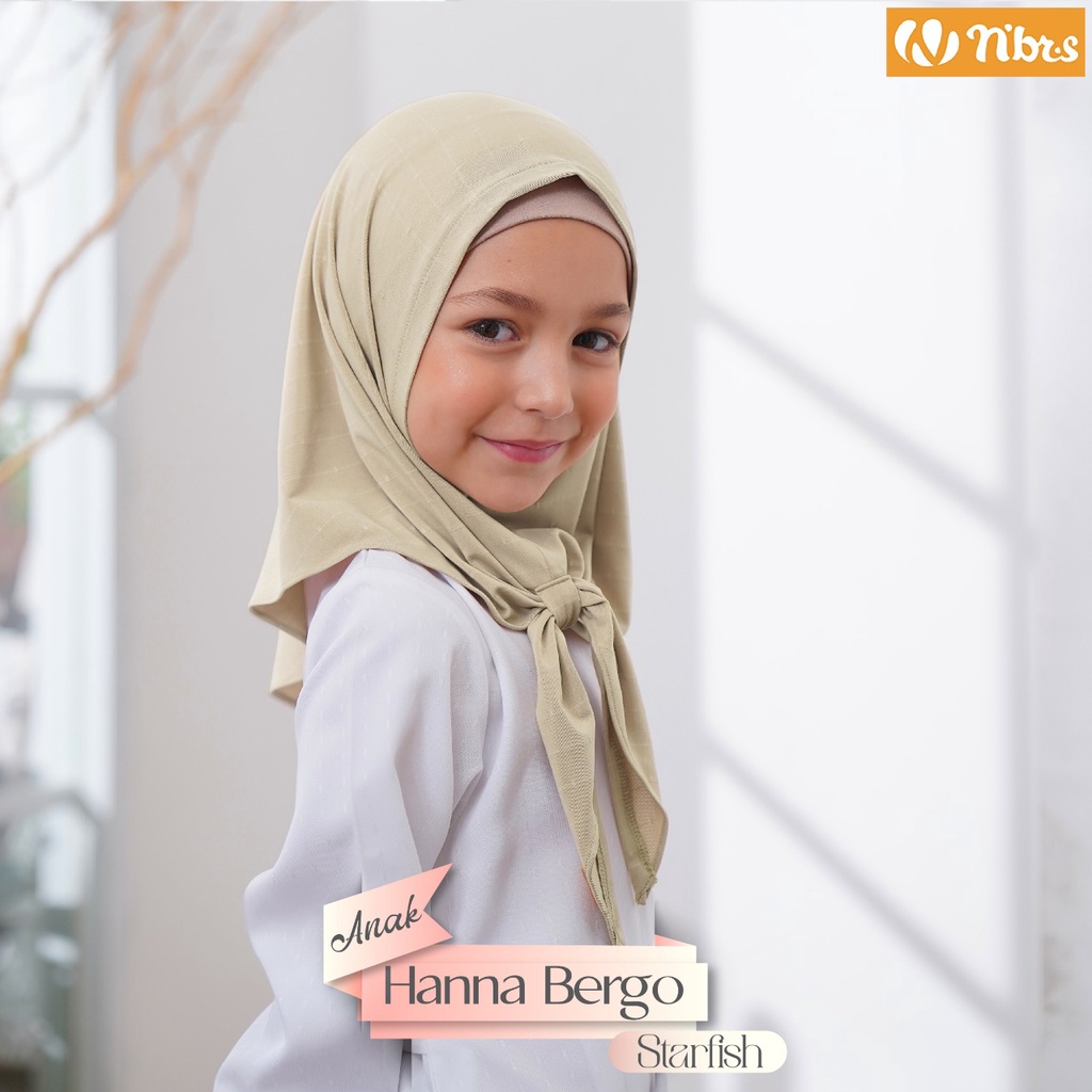 Nibras Hijab Hanna Bergo Bergo Anak Jilbab Instan Bahan Rubika Simple Lembut Casual OOTD