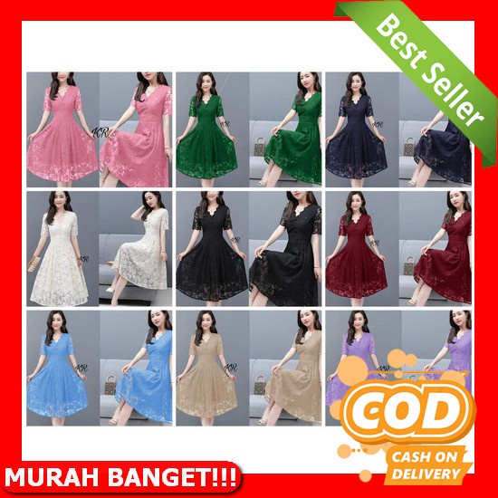 Dres Wanita Brukat 2022 Dewasa Kekinian Import Natalan Murah Cewek Terbaru Natal Dress Viral Dress M