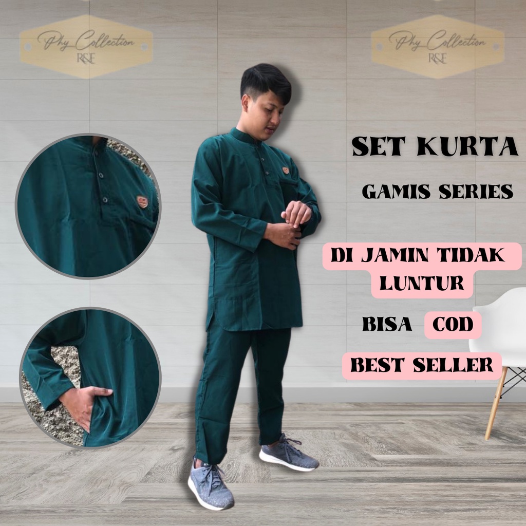 Setelan koko Kurtah Pakistan laki laki Dewasa Kurta Gamis Pakistan Polos Pria Dewasa Lengan Panjang Ukuran M L XL XXL