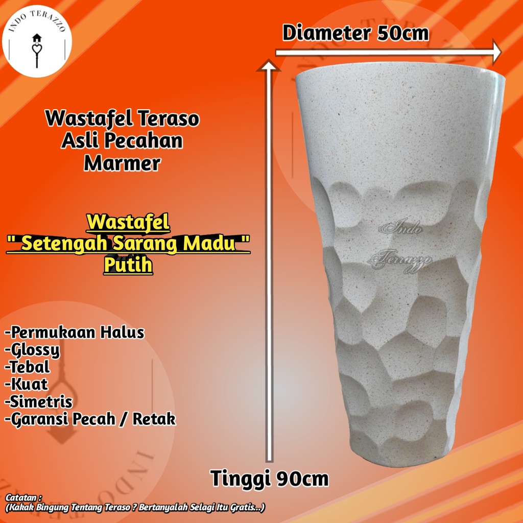 INDO TERAZZO WASTAFEL TERASO CUCI TANGAN TIPE SETENGAH SARANG MADU TINGGI 90CM DIAMETER 50CM