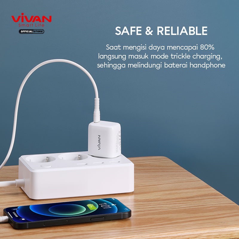 Vivan Charger Power 20 20w 3A Quick Charging Fast Charging QC 4,0 + Type C Port